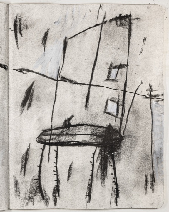 dustnotes, charcoal drawings by hh, a spread